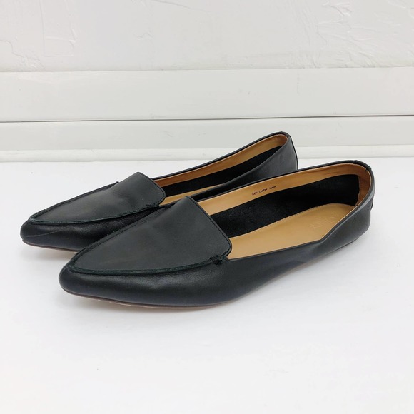 J. Crew Shoes - J. Crew Black Leather Pointed Toe Slip On Flats